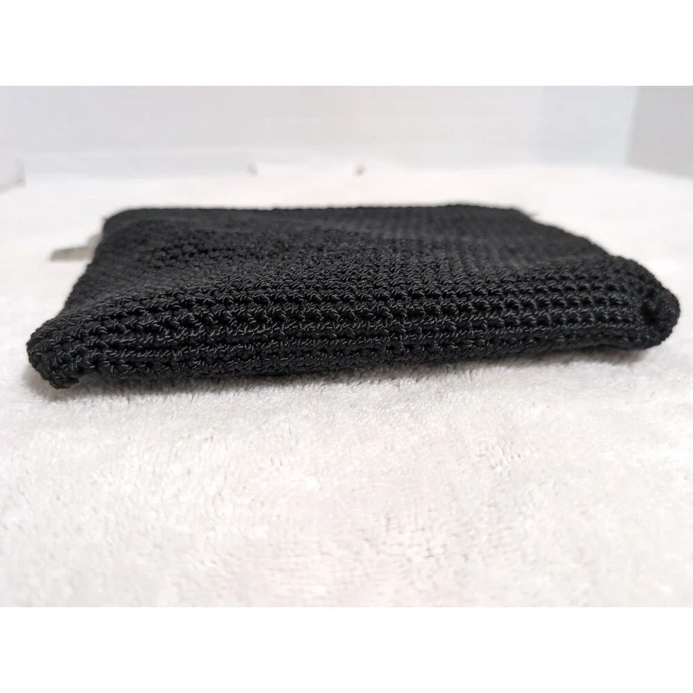 THE SAK MINI PURSE/CLUTCH WITH ZIPPER CLOSURE INSIDE POCKET AND CHARM BLACK EUC